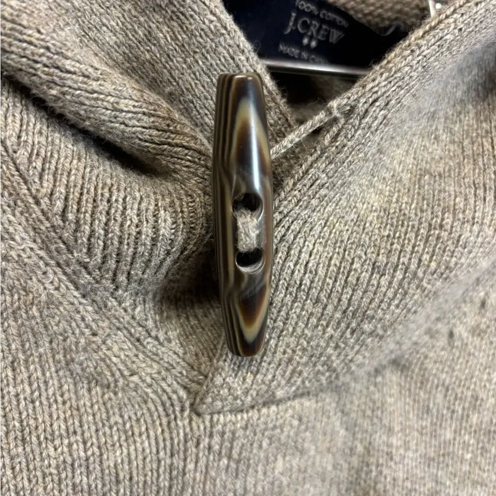 J. Crew men's tan shawl collar sweater made of 100% cotton Size Large
